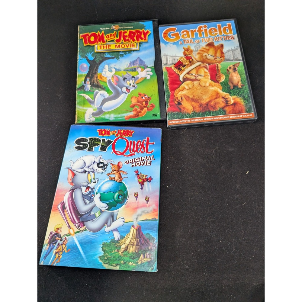 Tom and Jerry The Movie Spy Quest Garfield A Tail of Two Kitties DVD Lot Bundle